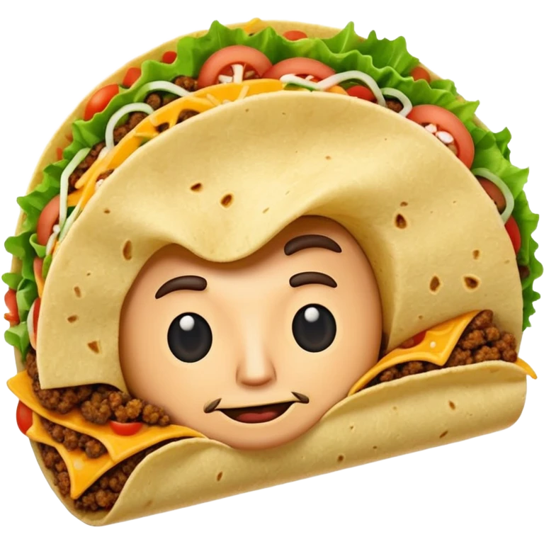 taco with a cartoon Donald Trump face emoji