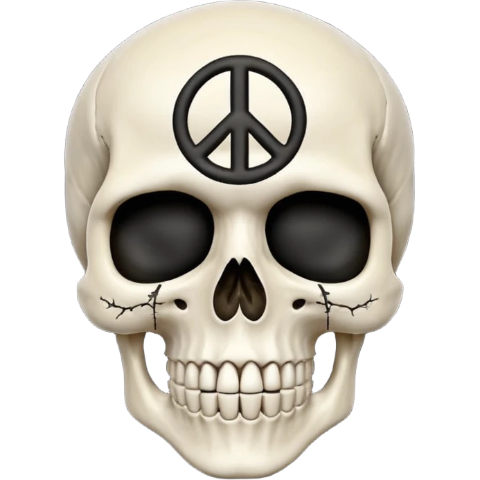 Skeleton head with a peace sign emoji
