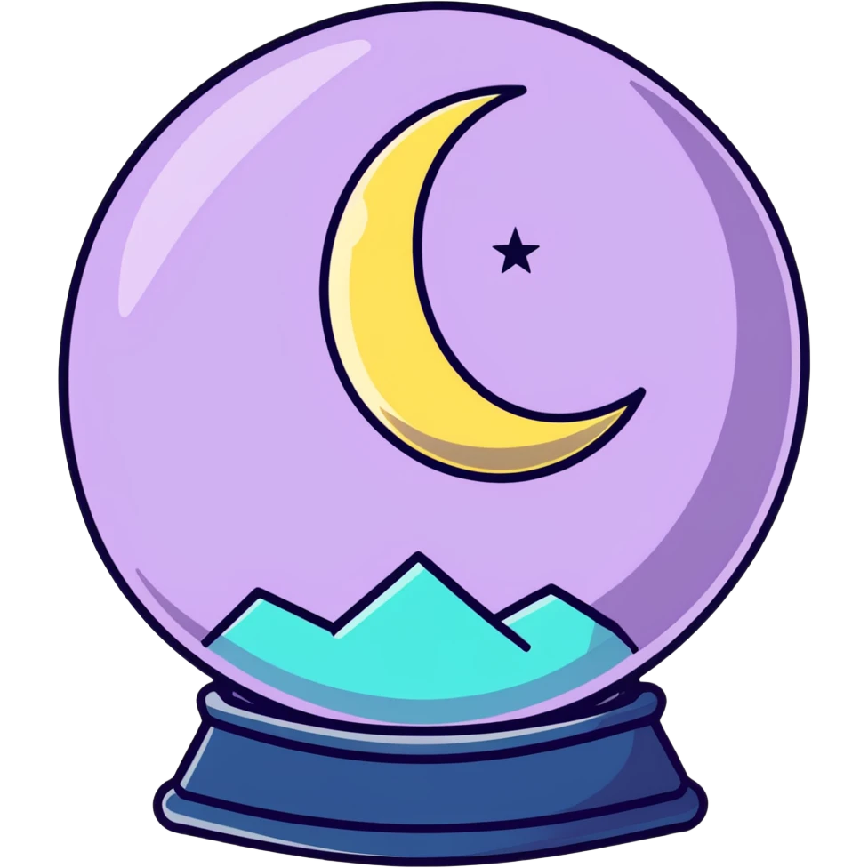 crystal ball with stars and moon emoji