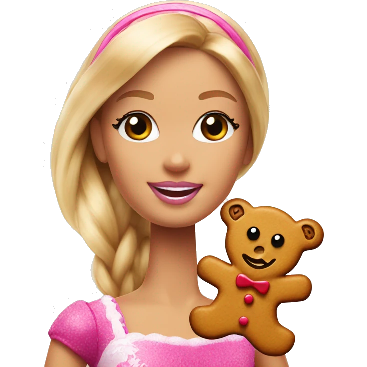 Barbie and a gingerbread man emoji