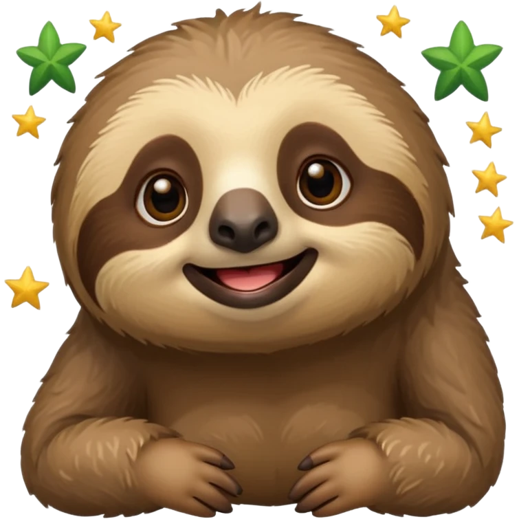 Perezoso que tenga dos  estrellas en los ojos  ósea que los ojos se conviertan en estrella y este sonriendo  tipo bimoji de iPhone pero de perezosos  emoji