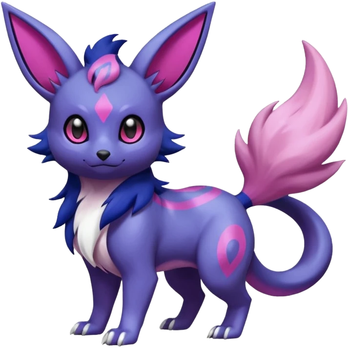 Shiny White with Violet and Indigo and pink markings Eevee-Liepard-Salandit-Zorua-Pokémon-Digimon-Fakémon-fusion-hybrid-creature emoji