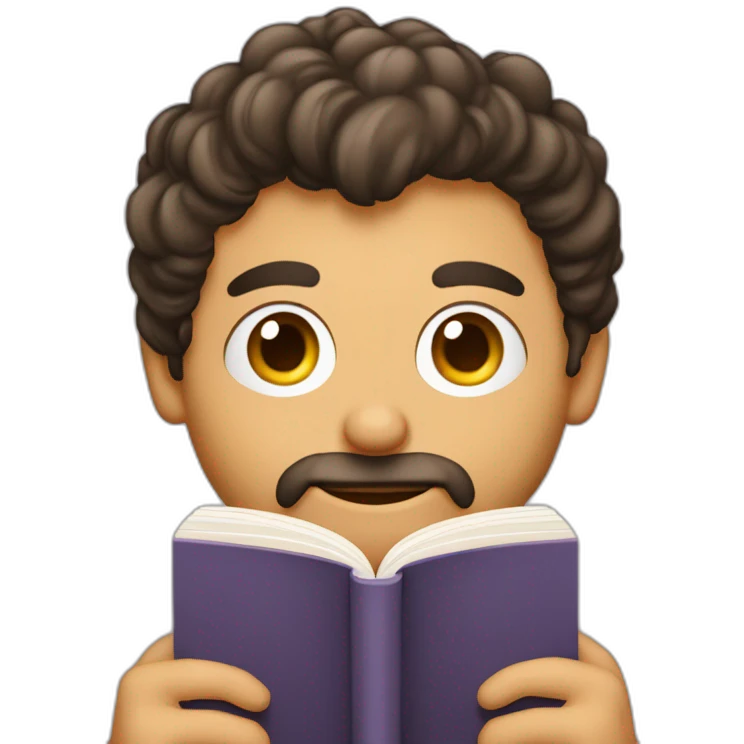 una persona de sexo masculino pelo castaño leyendo libros muy real emoji