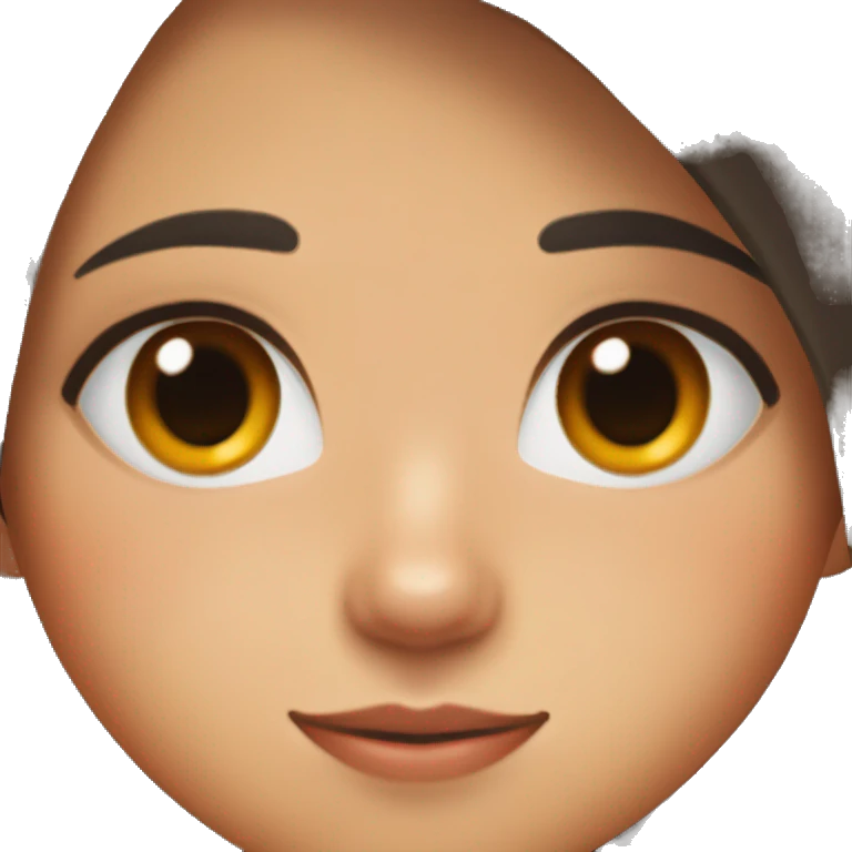 Brunette girl with brown eyes, white skin and holding a tricolor cat with black, white and orange furry. Cat hairs are black in one side of its face and orange in the other side of its face. emoji