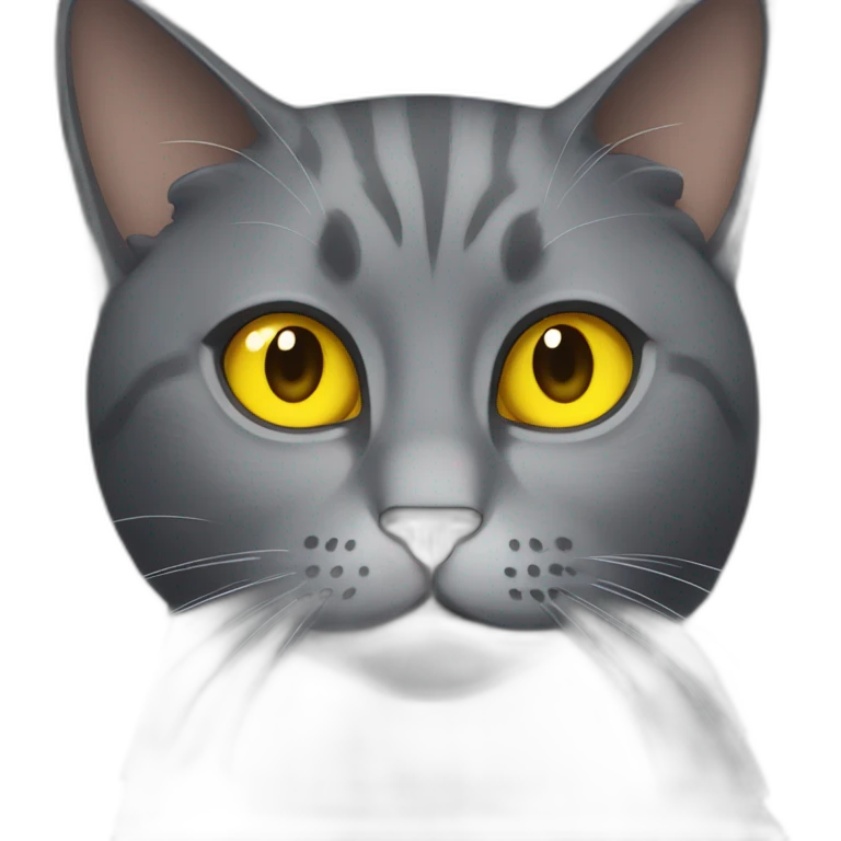 Gray cat with yellow eyes looking at you really brutal emoji