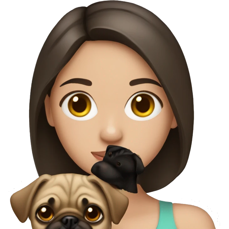 Brunette girl with a Pug  emoji