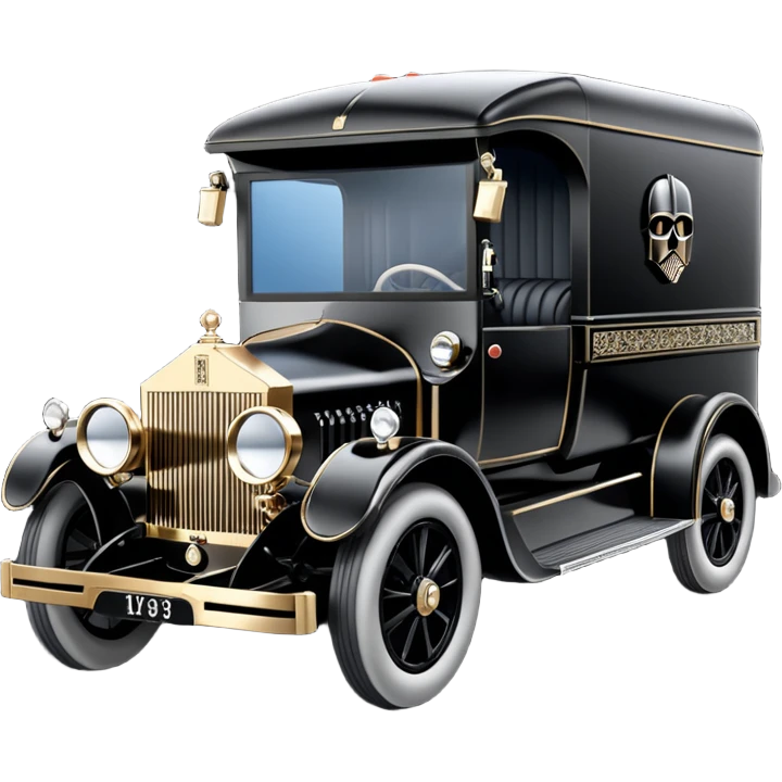 Ornate but stealth 1918 Darth Vader Rolls Royce Grumman mail truck emoji