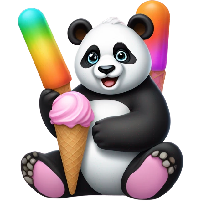 Panda eating ice cream emoji