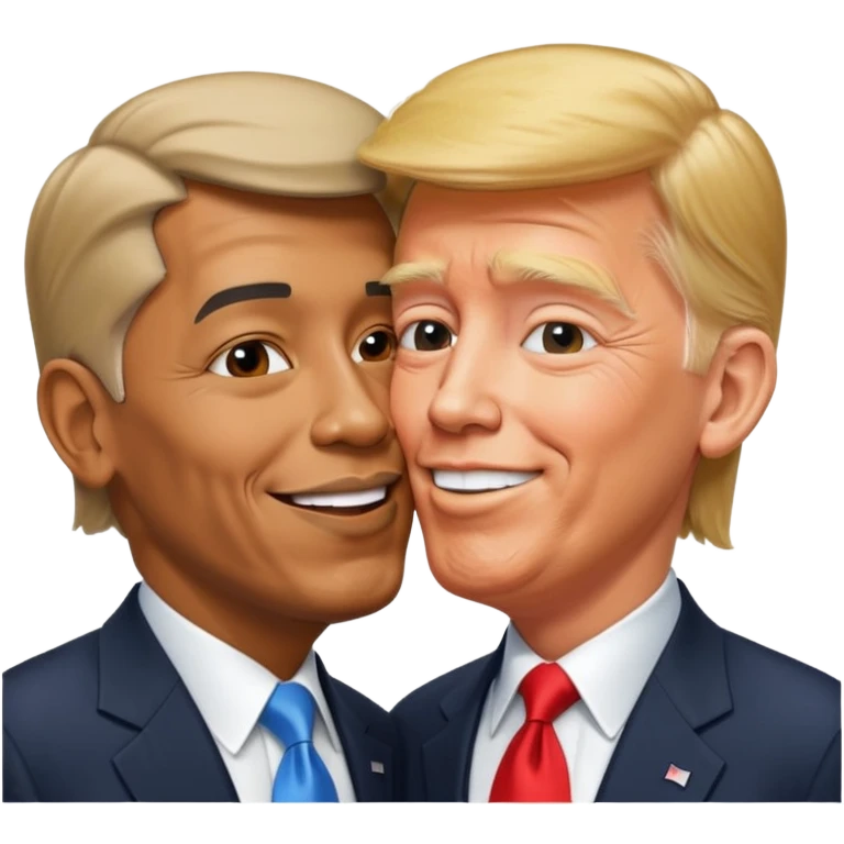 Donald trump and Obama kissing emoji