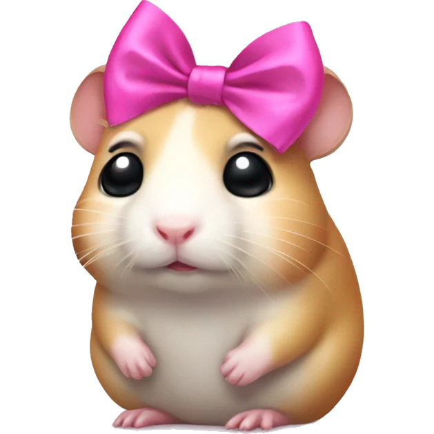 Sad hamster with a pink bow head emoji