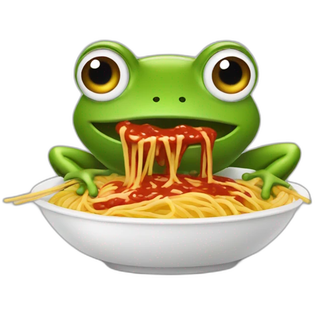 frog eating spaghetti and sauce emoji
