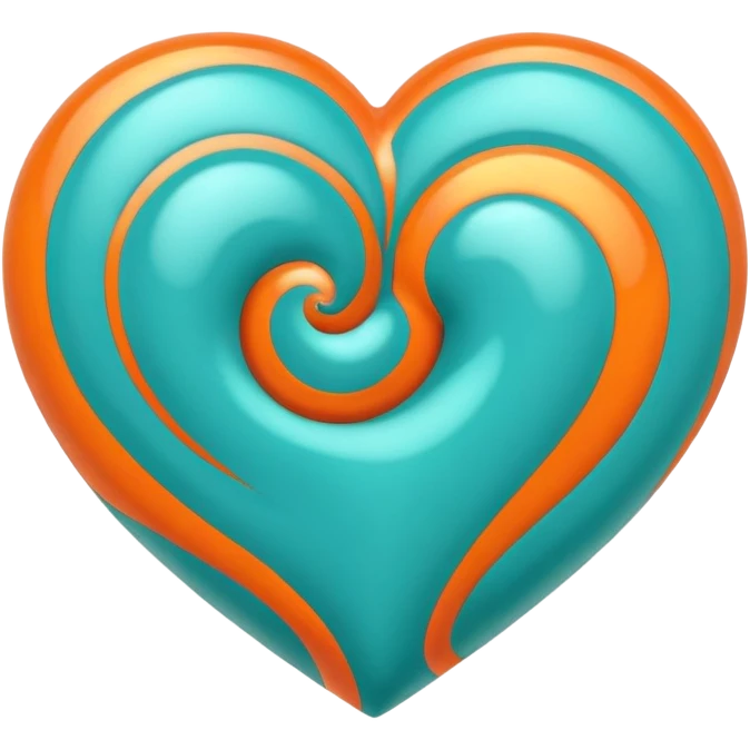 heart with teal and orange swirls emoji