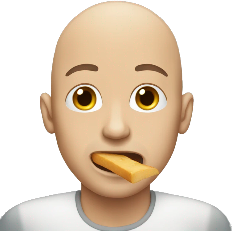    bald man eating emoji