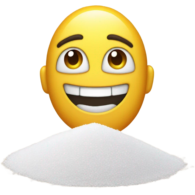 happy emoji whit a pile of salt emoji
