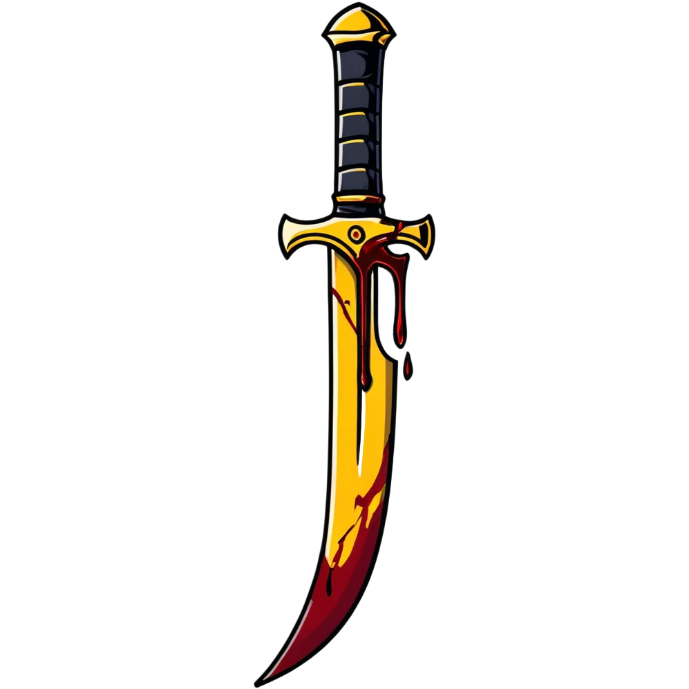 Golden razor sword with blood dripping emoji