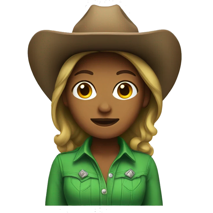 Cowgirl in green clothing emoji