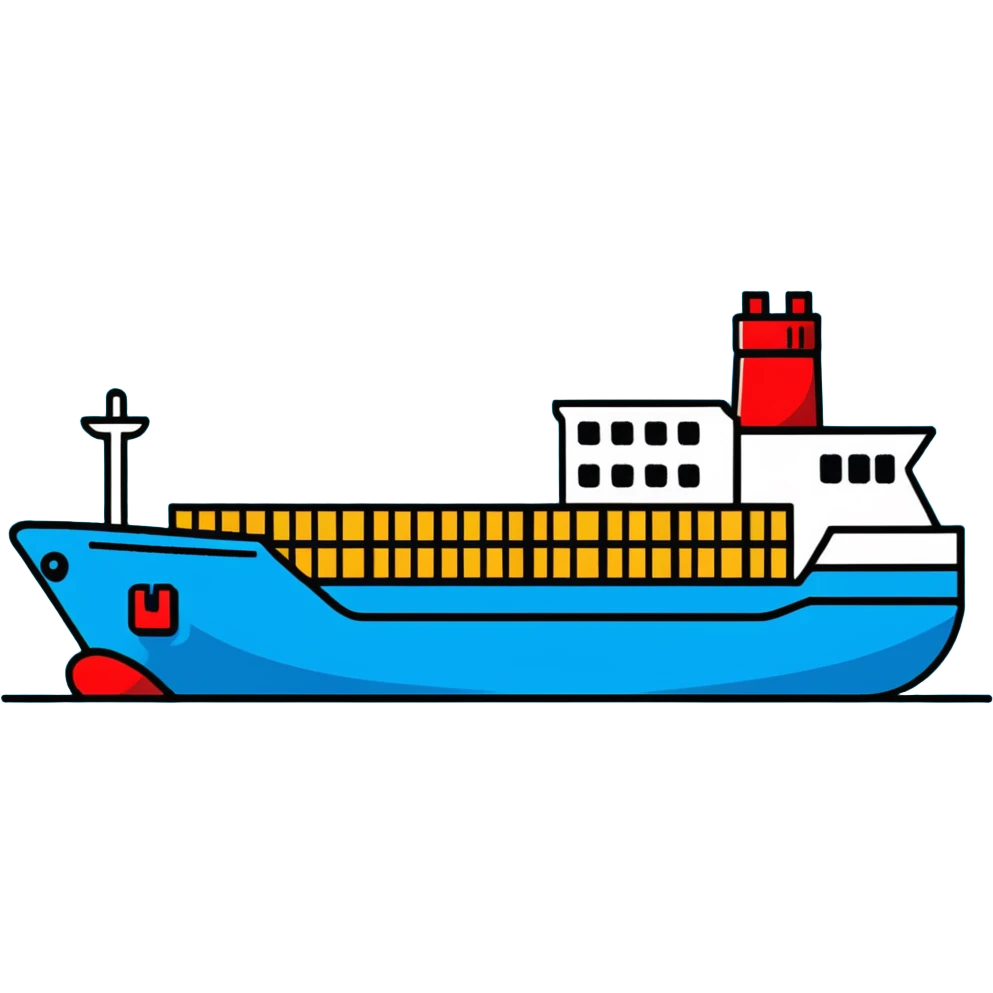 Cargo container ship in ocean emoji