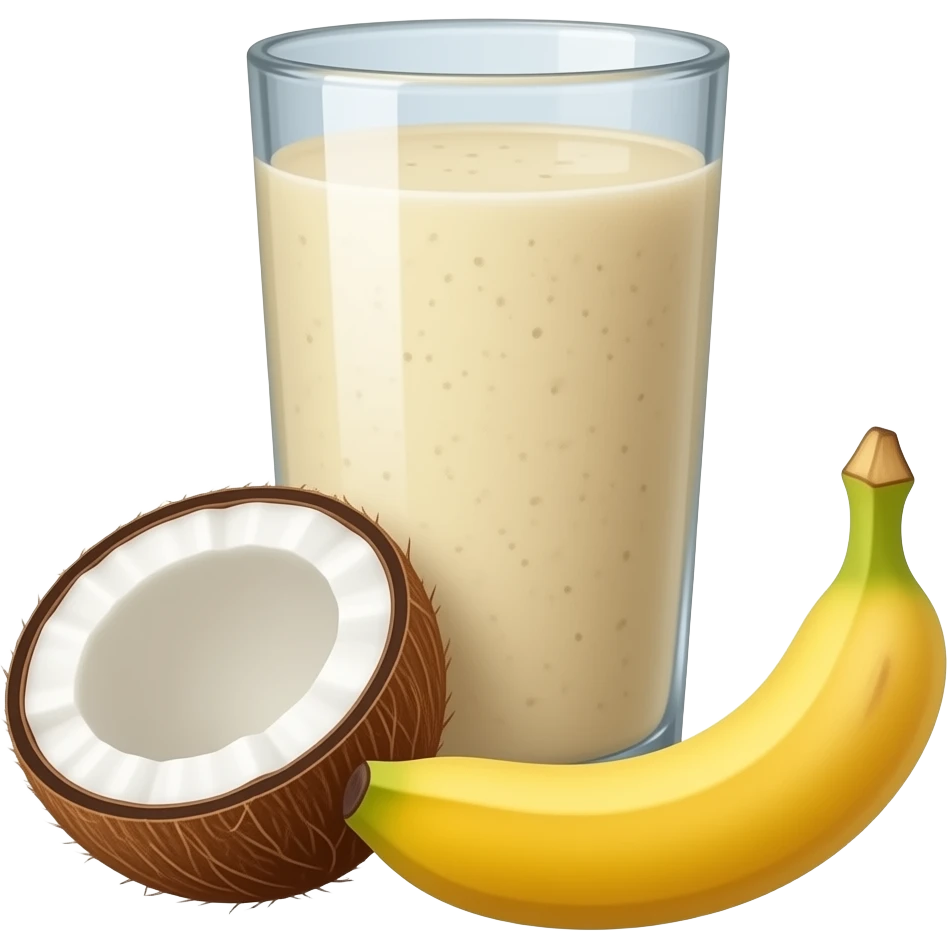 fresh smoothie coconut and banana in a shot glass emoji
