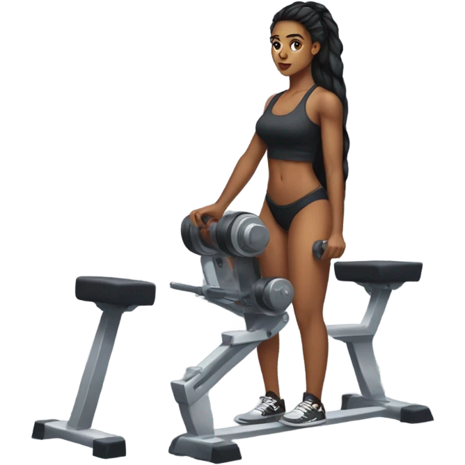 Khalyn on the squat machine slim thick build side part long hair  emoji
