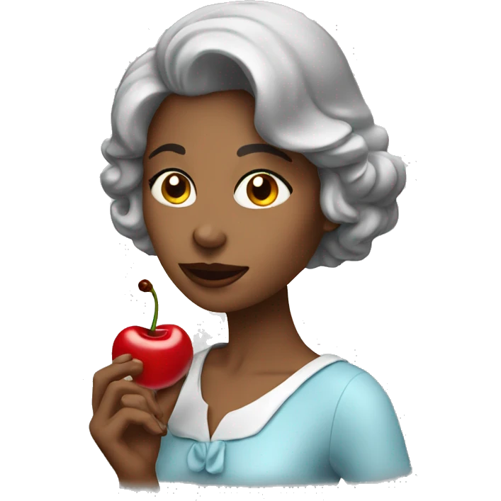 Beautiful lady eating cherry  emoji