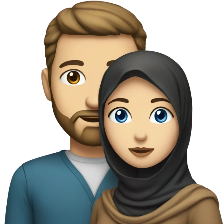 Girl with hijab and blue eyes with man with beard emoji