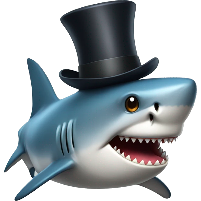 Shark with a top hat emoji