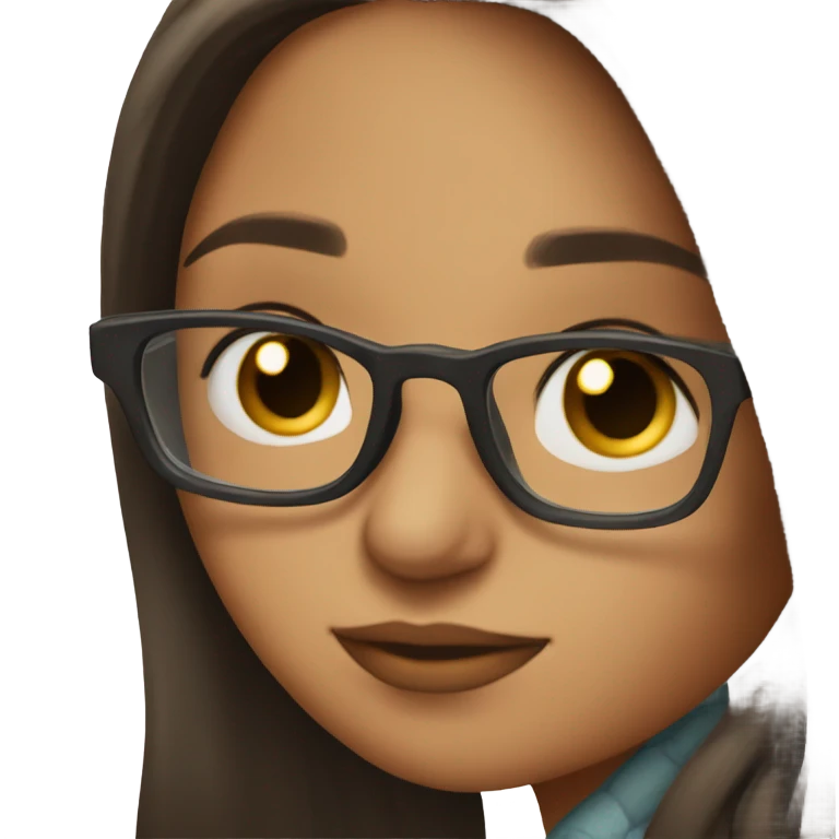 Brunette girl with glasses, kiss emoji