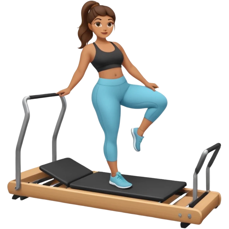 Curvy girl on a reformer Pilates emoji