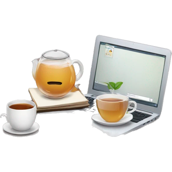 laptop with tea next to it emoji