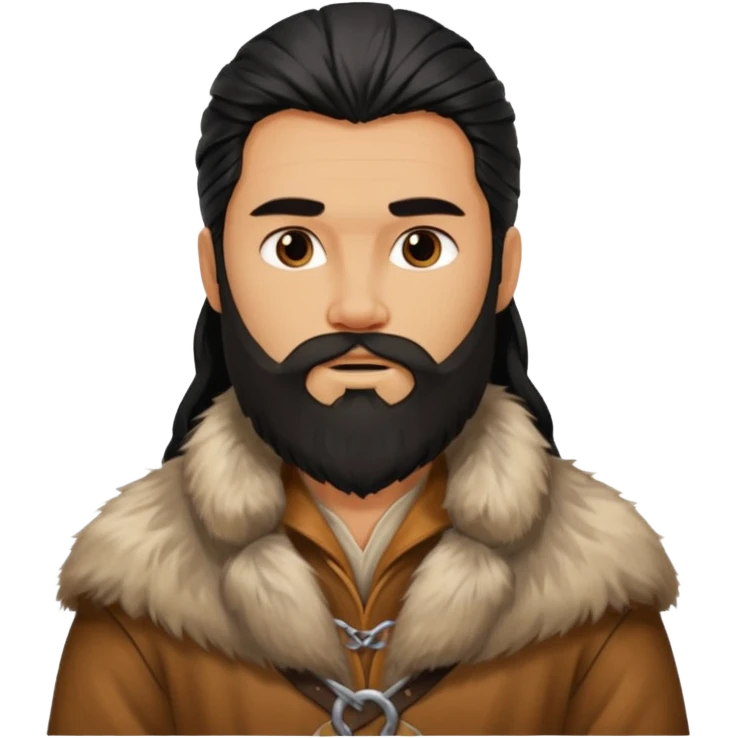 bearded Vikings with black long hair with out crown emoji