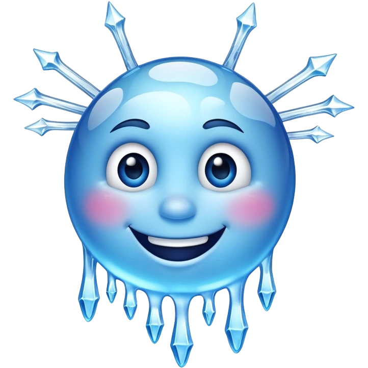 Blue smile face with icicles emoji