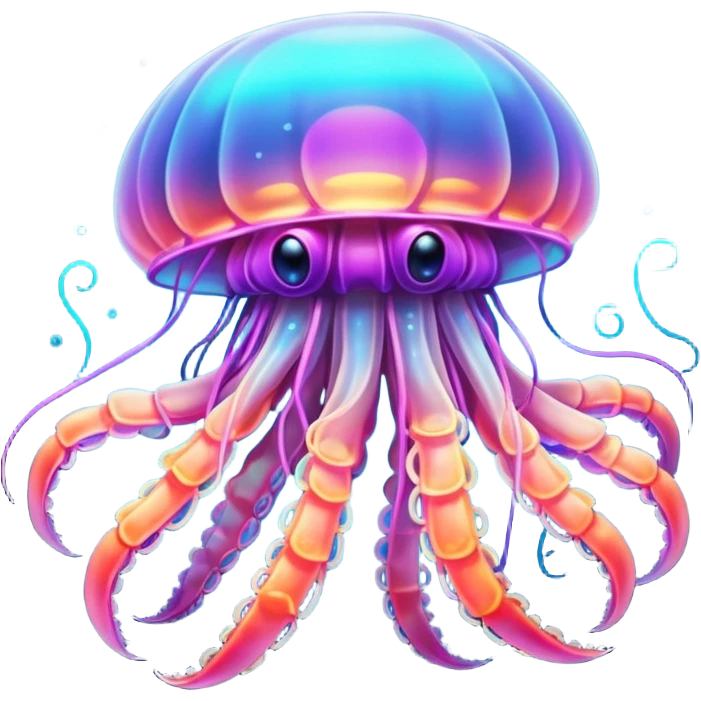 Neon glowing jellyfish-crab-squi emoji