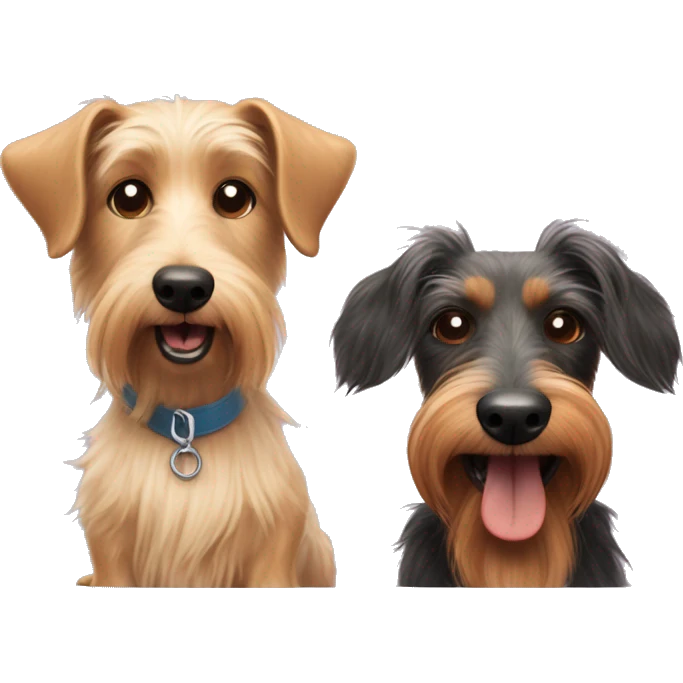 Hairy Terrier dog and dachshund dog friends  emoji