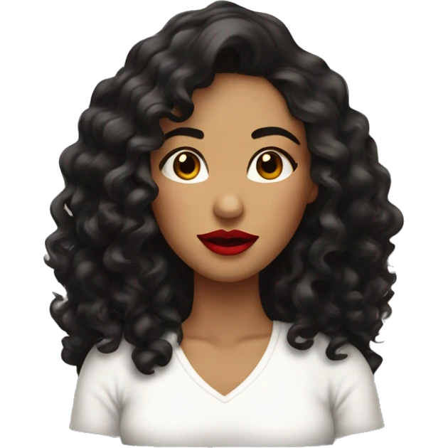 pretty-long-curly-blackhair-carameltone-woman-red-lips- emoji