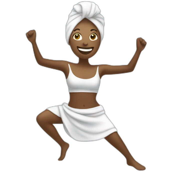 Person dancing using towel emoji