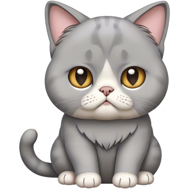 A sad-looking Scottish Fold cat with droopy ears, sighing dramatically, one paw raised, cartoon style, transparent background. emoji