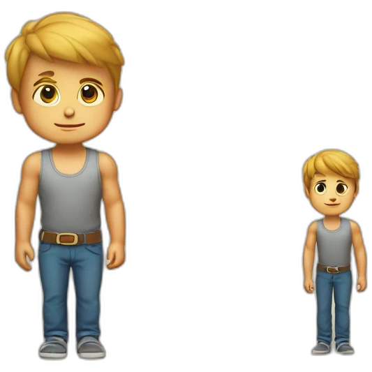 The age growth chart of a thin and weak little boy turning into a muscular man emoji