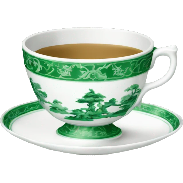 Green and white chinoiserie teacup emoji