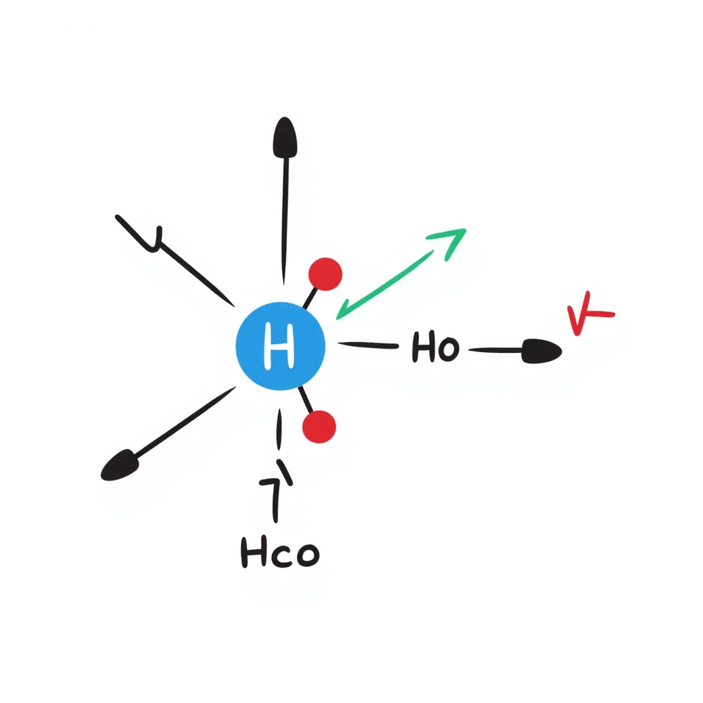 Clean hormone molecule diagram: large blue hormone icon in center with geometric molecular structure, red receptor binding sites, and neat green arrows showing action pathway. Simple hand-drawn illustration with minimal background and organized layout. emoji
