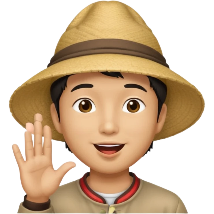 asian man in asian hat blowing a kiss emoji