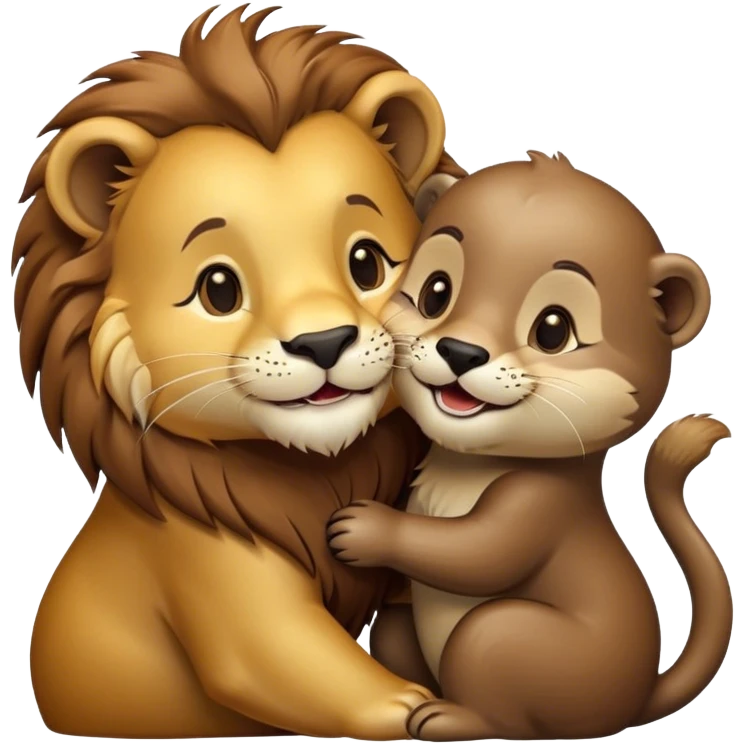 Lion kissing otter  emoji