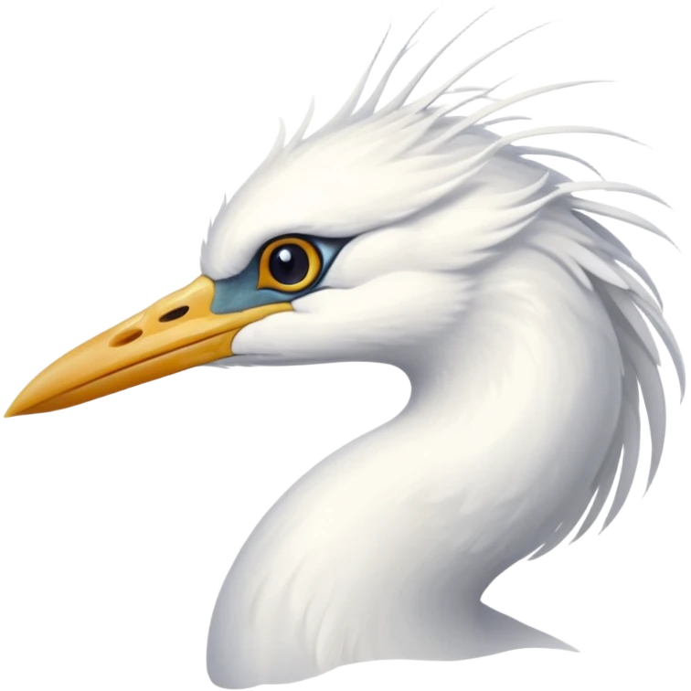 white egret headshot emoji