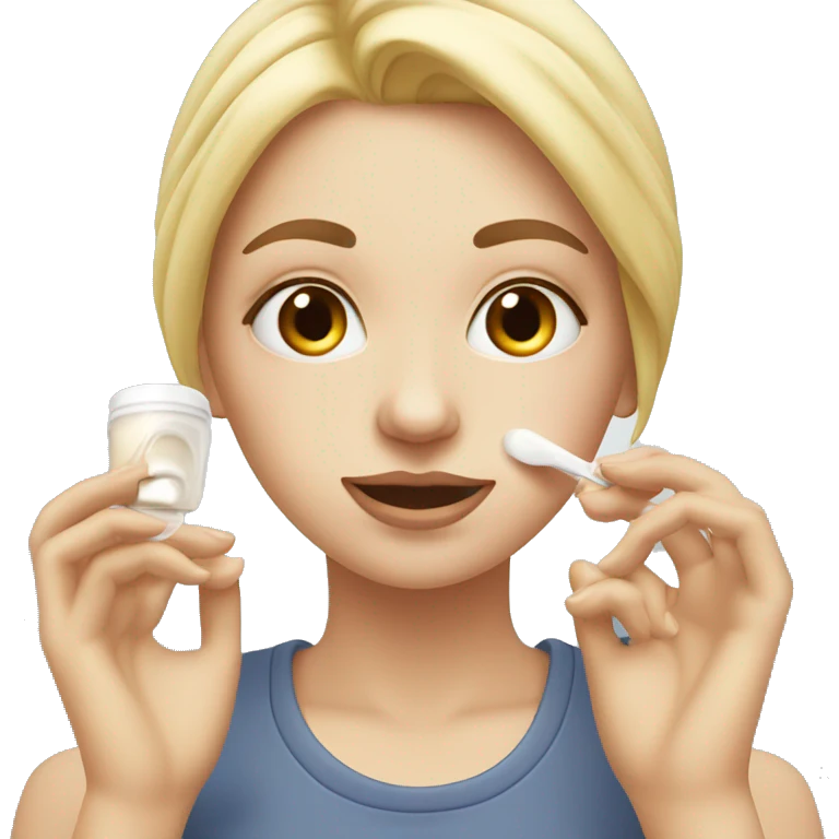 white girl applying cream on face emoji