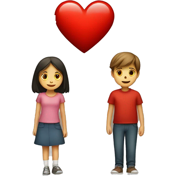 A red heart in which a boy and a girl are drawn emoji
