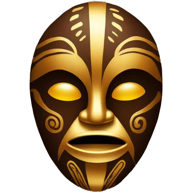 African tribal mask, golden and brown colors with ornament emoji