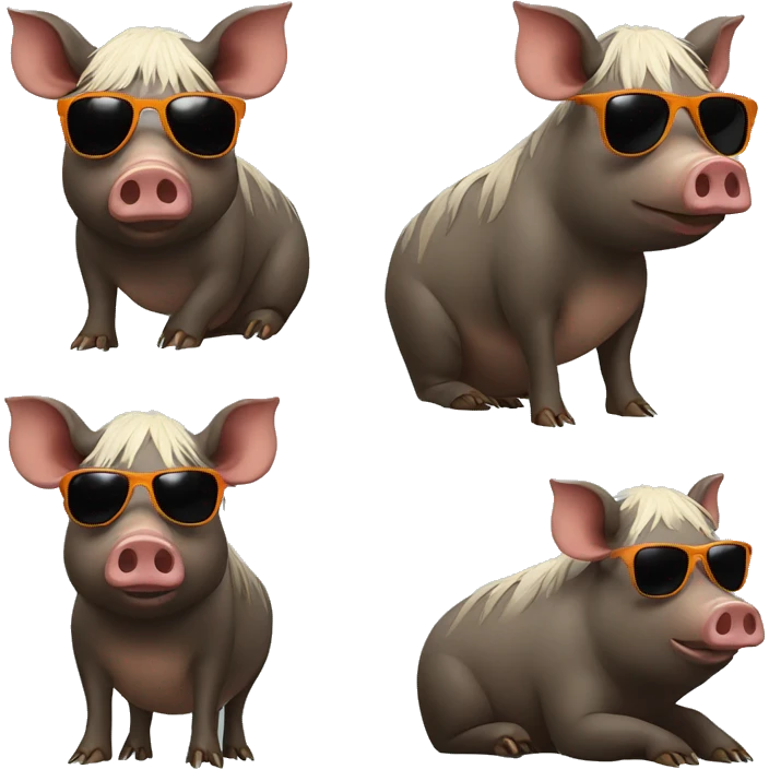 Boar with sunglasses, anthropomorphic emoji
