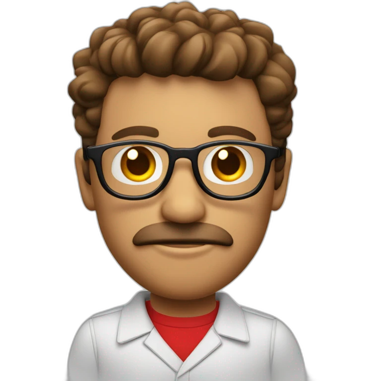 Hombre gordo con canas con gafas y un polo rojo emoji