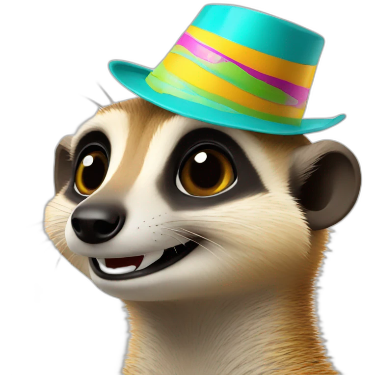 laughing meerkat with party hat emoji