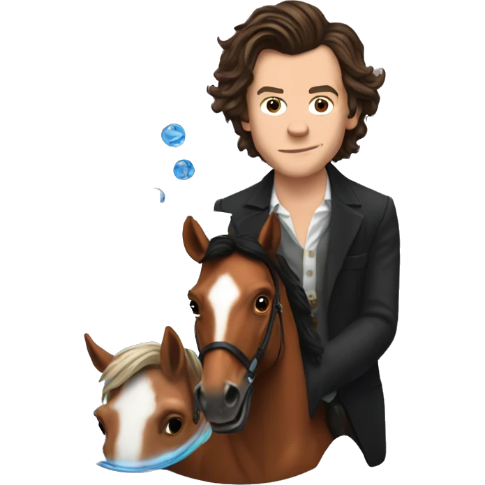 Harry Styles on a horse with a fishbowl  emoji