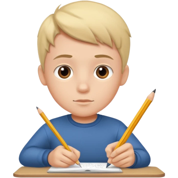 پسری که پاشو باز کرده و داره تکلیف می‌نویسه emoji